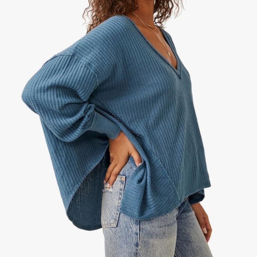 NWT Free People Coraline Thermal in Legion Blue XS New We the Free $68 retail - Picture 5 of 7